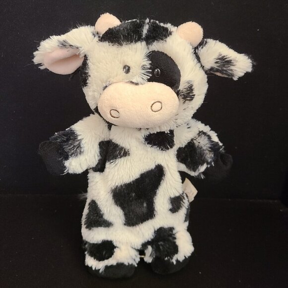 Demdaco Nat & Jules Cormac Cow Hand Puppet Fuzzy Plush Calf Black White 12 Inch - Picture 1 of 12